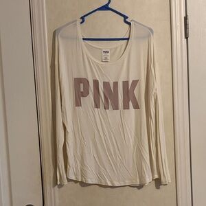 PINK Victoria's Secret Cream Long Sleeve Tee